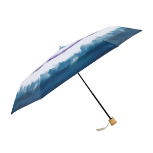 小川 Ogawa 河馬印本舗 おしゃれな和柄の日傘 折りたたみ傘 ぼかし染め 花浅葱色 UVカット率 遮光率 99%以上 レディース 晴雨兼用