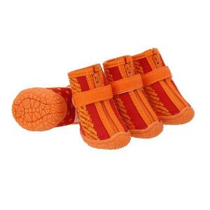 * red × orange * #4 dog shoes ...... mail order dog dog for shoes pair legs cover slip prevention reflection reflector fastener 