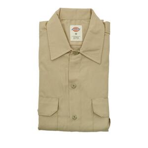 ☆ KH.カーキ ☆ S ディッキーズ Dickies ワークシャツ 長袖 通販 メンズ 作業着 作業服 オープンシャツ ロングスリーブ 無地 シンプル