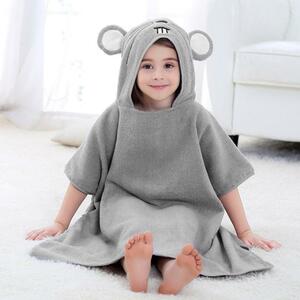 * gray × mouse with a hood . bath towel mail order with a hood . towel bus poncho baby Kids character .... animal beach ta