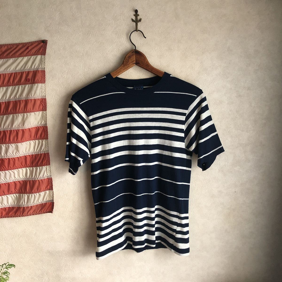 『直売卸値』 古着 アンティーク ビンテージ 80s USA ボーダー ガウン 羽織 美品