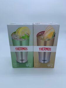 サーモス 真空断熱タンブラー グリーン&ゴールド 新品2個セット
