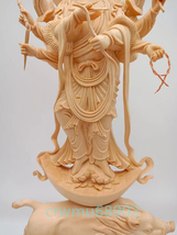 珍品 総檜材 木彫仏像 仏教美術 精密細工 師手仕上げ品 摩利支天立像 高さ40cm_画像5