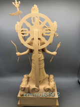 極上品 総檜材 木彫仏像 仏教美術 精密細工 師手仕上げ品　三宝荒神立像 高さ34cm_画像2