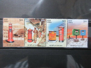 ★郵便関係の切手★　ポスト　4種　インド　未使用 / MNH　2005年発行