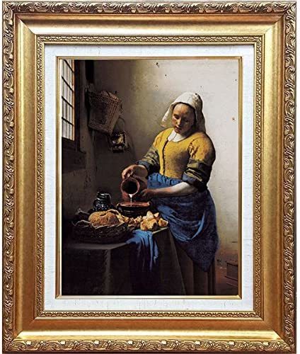 [Reproduction] Hard to find collection of world masterpieces Johannes Vermeer The Milkmaid Interior Painting Masterpiece Art Picture Art New Framed, Artwork, Painting, others