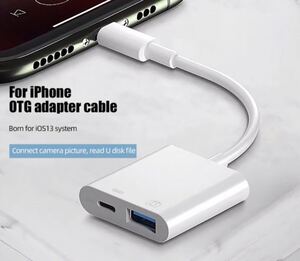 【新品】OTG Lightning アダプタ iPhone カメラ ライトニング OTGケーブル f