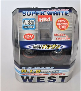 優しい光源/WESTハロゲン球・HB4白色で明るさアップ・・５０００ケルビン/・特価