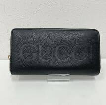 GUCCI グッチ 長財布 ウォレット ブラック 黒 レザー ロゴエンボス ジップクロージャー 66869 525040 メンズ_画像1