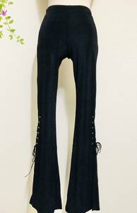  не использовался jubi U.S.A бок линия плетеный вверх & разрез дизайн черный брюки Dance брюки талия резина размер S