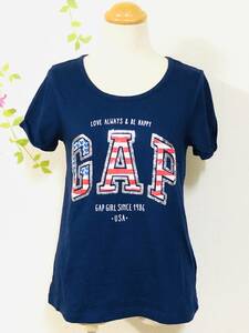 未使用　GAPKids　ギャップ　 星条旗デザインロゴ　半そでTシャツ　ネイビー　アメリカン　サイズXXL　160