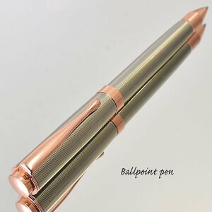 ◆● ボールペン 重厚感あるデザイン 高級 メタルボールペン シルバー×ピンクゴールド 0.7ｍｍ(青) 金属製 ツイスト式 新品 /M316-SL