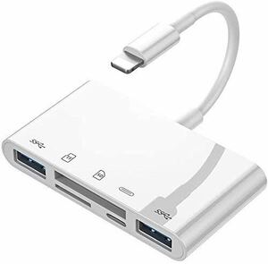 【人気商品】【2021改良型】Lightning用 USB カメラアダプタ iPhone用 SD カードリーダー 5in1 USB3.0 SD TFカードリーダー