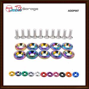 T2GARAGE ADDCOレース 10PC M6 CNCビレットアルミフェンダーバンパーワッシャーボルトエンジンBAYドレスアップキットADDP007