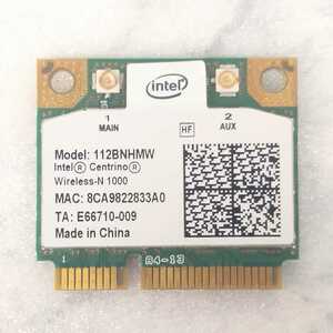 中古　無線LANカード　Intel Centrino Wireless-N 1000（112BNHMW）　802.11b/g/n　300Mbps　PCI-E mini half 管1324
