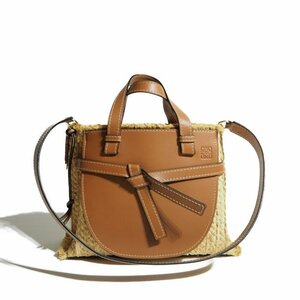 J8309P VLOEWE Loewe V gate top steering wheel shoulder attaching leather × rough .a bag Camel natural rb mks