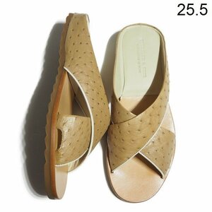H0140P ^COURTLEY&SONS coat Lee & sun z^ Ostrich Cross sandals beige 7E/25.5cm leather sandals men's spring summer rb mks