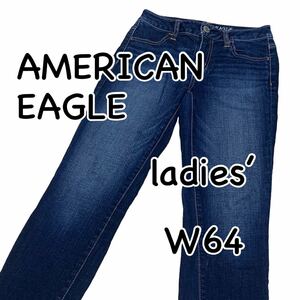 American Eagle Hi-Rise Jegging US0 West 64-см размер STRATE Используется обработанные женские джинсы джинсовая ткань M1348