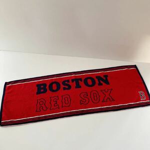 ボストン レッドソックス BOSTON REDSOX 日本製 内野 スポーツタオル 刺繍 赤×紺 約40.5×122 洗濯後引出し保管 厚手 野球 メジャーリーグ