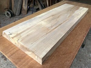【P73】ハードメープル 楓 縮杢 スポルテッド 極上杢 一枚板 材料 天然木 無垢材 乾燥材 銘木 材木 DIY 775×～330×49㎜《 鬼童銘木》