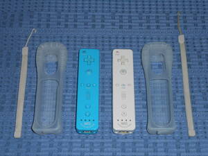 Wiiリモコンプラス(Wiiモーションプラス内蔵)２個セット リモコンジャケット・ストラップ付き 白１個・青１個 RVL-036 任天堂 Nintendo