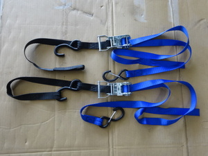  business use two wheel car motorcycle transportation sub belt un- necessary loop attaching ratchet type tie-down belt blue 2 ps professional Trampo light truck bike loading land transportation Hiace 