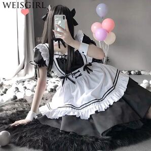 【Mサイズ】メイド服 萌え コスプレ 衣装 ロリータ かわいい 6点セット