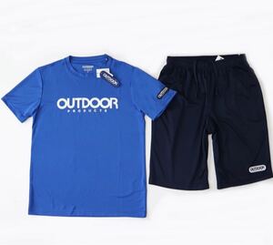 アウトドア OUTDOOR PRODUCTS メンズ 上下セット スーツ セットアップ SET 半袖 Tシャツ パンツ 青サイズL