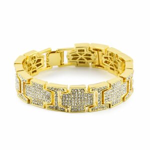 ZJM331 feeling of luxury birthday Gold new goods Miami chain bracele bangle 18KGP men's lady's high quality very thick flat 