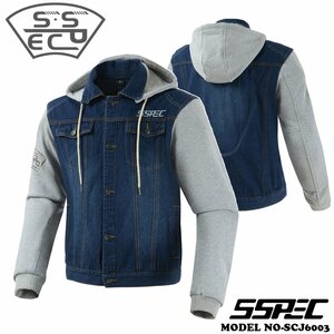 TZX581★バイク用 メンズ ジャケット オリジナルデザイン 男性用 バイク用　デニム　パーカー　レーシング　パッド付 S~XXXLサイズ選択可青