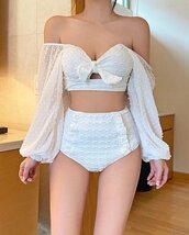 LHK573★レディース 　水着 　ビキニ セクシー　体型カバー　タンキニ 　長袖　 パッド付き　おしゃれ　_画像4