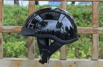 TZX279★バイクヘルメット 夏用大人気 ハーフヘルメット 半帽ヘルメットM-XXLサイズ選択可能艶有り黒_画像2