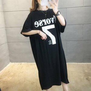 LHW605★ワンピース レディース チュニック 膝丈 キング Tシャツワンピ バックカット 半袖