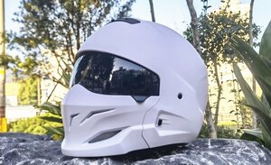 TZX328★オートバイヘルメットサムライブラックスコーピオンヘルメットハーレーレトロコンビネーションヘルメット顎部分着脱できる艶消白