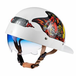 TZX333★人気新品バイクヘルメット 内蔵サングラス 半帽ヘルメット 男女兼用 軽量レトロ野球帽M、L、XL、2XLサイズ 選択可 9色b