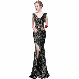 LHW220* color dress long dress black color mermaid line sexy two next . party stage color correcting 
