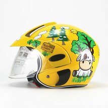 TZX680★子供用ヘルメットバイクヘルメット 半キャブ ジェット ヘルメット 半帽 シールド付きイエロー_画像1