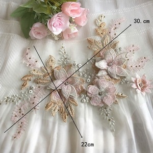 A294★ DIY工芸品お花 レース【 5枚セット】お花のチュールレース 花柄レース生地 生地 真珠刺繍入り花レースドレス生地レース テーブル掛