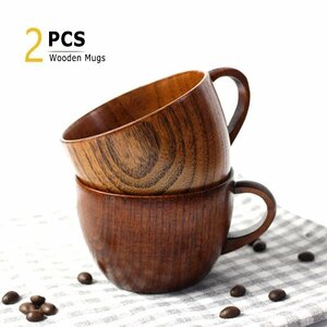 PYD325★ 木の温もり☆ 木製 2個 マグップ ペカップ コれ コア おしゃーヒー 紅茶