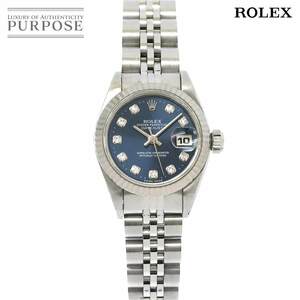 ロレックス ROLEX デイトジャスト 69174G T番 レディース 腕時計 10P ダイヤ ブルー 文字盤 K18WG 自動巻き Datejust 90165728
