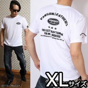 VANSON ドライメッシュ 半袖 Tシャツ VS22802S ホワイト×ブラック【XLサイズ】バンソン