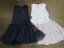 組曲*S*100ｃｍ*110ｃｍ*2枚セット*オーガンジーワンピース*異素材ワンピース*Tシャツワンピース*紺*ピンク*ノースリーブワンピース*子供_画像1