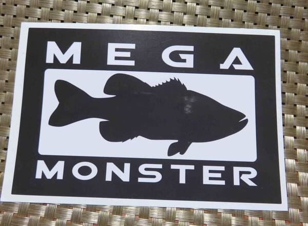 LR黒四角ST◎新品■釣りFISHING フィッシング 魚 メガモンスター MEGAMONSTER ステッカー シール◆アメリカ US・アウトドア・DIY