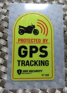 SL☆DX黄縦ST黄金◆新品GPS　TRACKINGオートバイ　バイク二輪車　単車　モーターサイクル　盗難防止ステッカー　シール防水◎いたずら防止