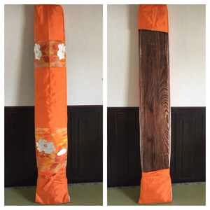 [ масло одиночный ] переделка товар натуральный шелк Nagoya obi обратная сторона хлопок фланель ткань .. рисунок вышивка морковь цвет 