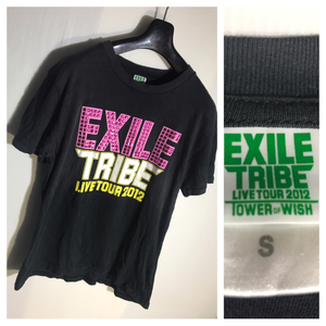 EXILE TRIBE LIVE TOUR 2012 TOWER OF WISH エグザイル トライブ デカロゴ プリント 半袖 Ｔシャツ 黒 ブラック S