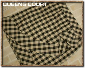 *QUEENS COURT Queens Court frill attaching silver chewing gum check skirt black × white *