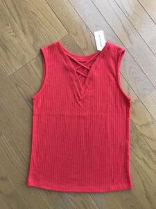 AZUL BY MOUSSYtereko race up camisole rib tank top M red azur Moussy 