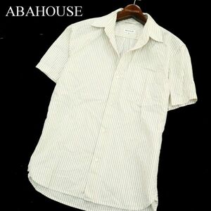 ABAHOUSE アバハウス 春夏 キュプラ&コットン★ ストライプ 半袖 シャツ Sz.46　メンズ　A2T07362_6#A