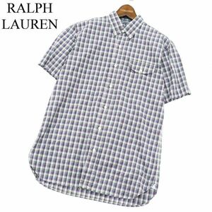 RALPH LAUREN ラルフローレン CUSTOM FIT★ 半袖 ボタンダウン ワーク チェック シャツ Sz.S　メンズ　A2T07904_7#A